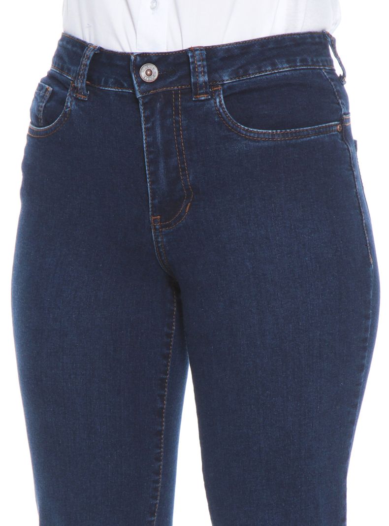Jeans Recto Tiro Alto Push In Push Up Pretina Básica Botón-2
