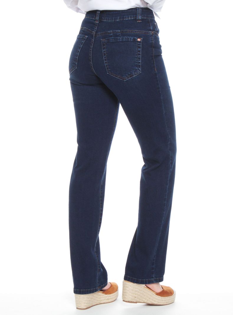 Jeans Recto Tiro Alto Push In Push Up Pretina Básica Botón-1