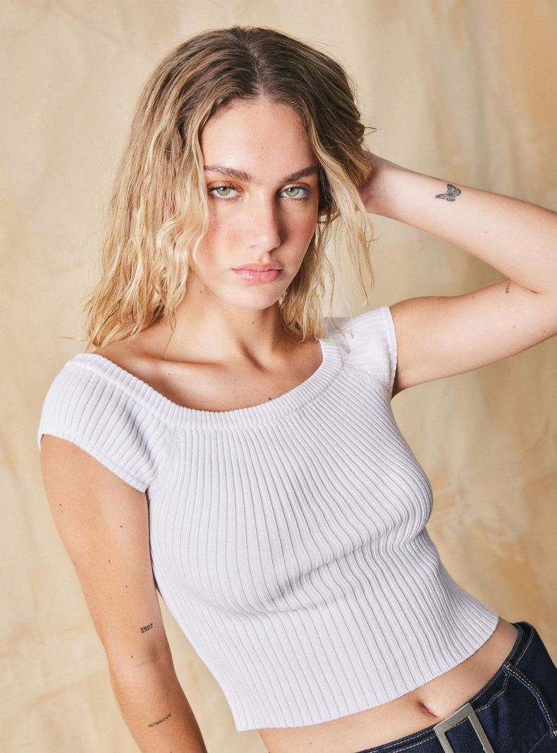 Polera Tejida Cuello Bardot-2