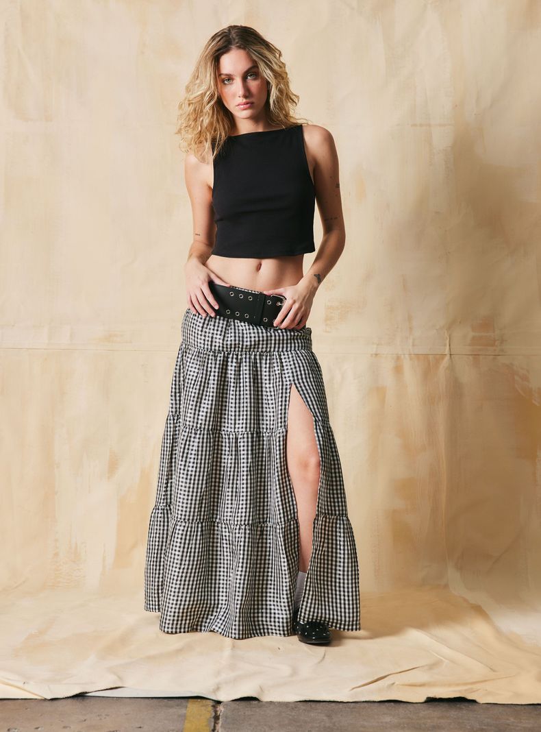 Falda Midi Cuadros Maxi-4