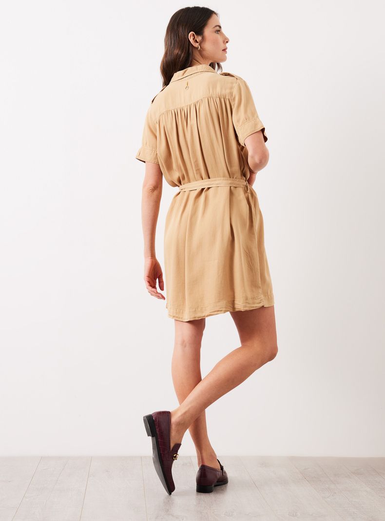 Vestido Corto Camisero con Amarra en Cintura-5