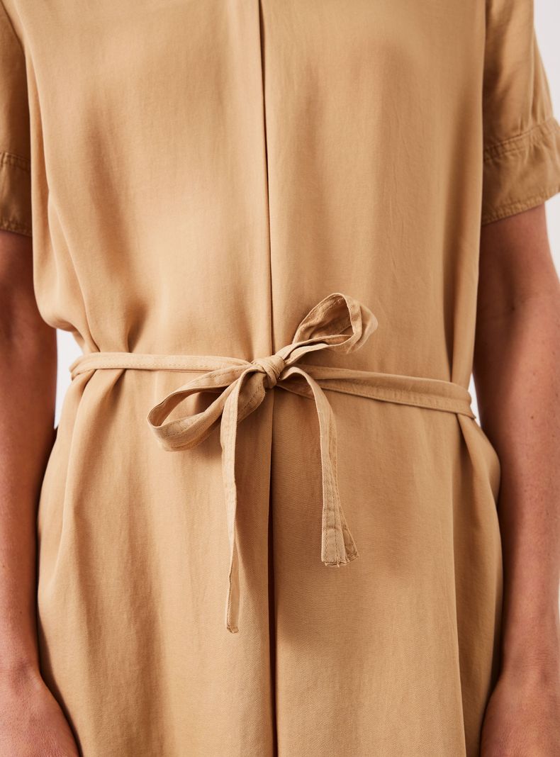 Vestido Corto Camisero con Amarra en Cintura-3