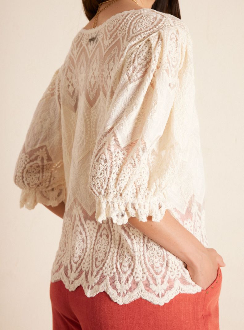Polera Tela Diseño Macramé-3