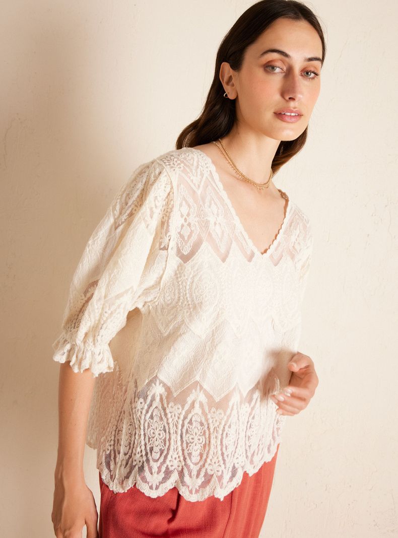 Polera Tela Diseño Macramé-2