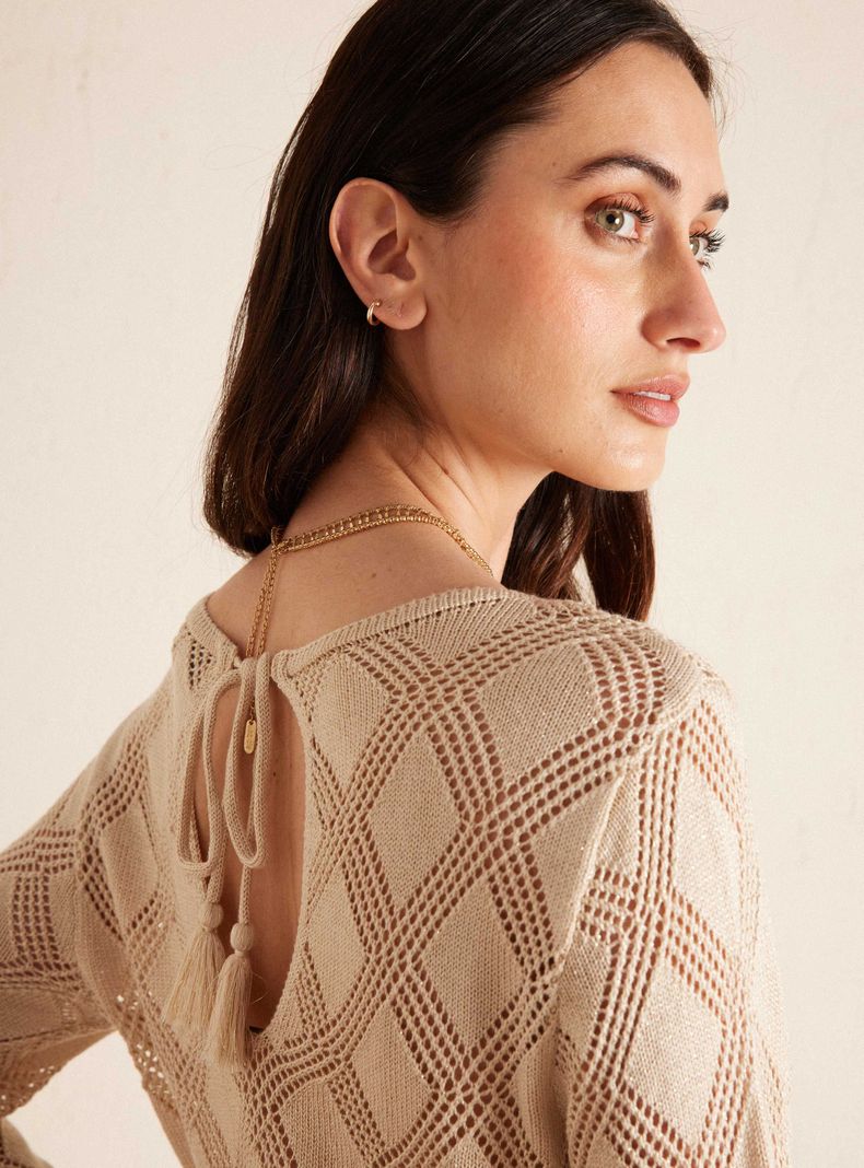 Sweater de Hilo con Brillo y Manga Ancha-3