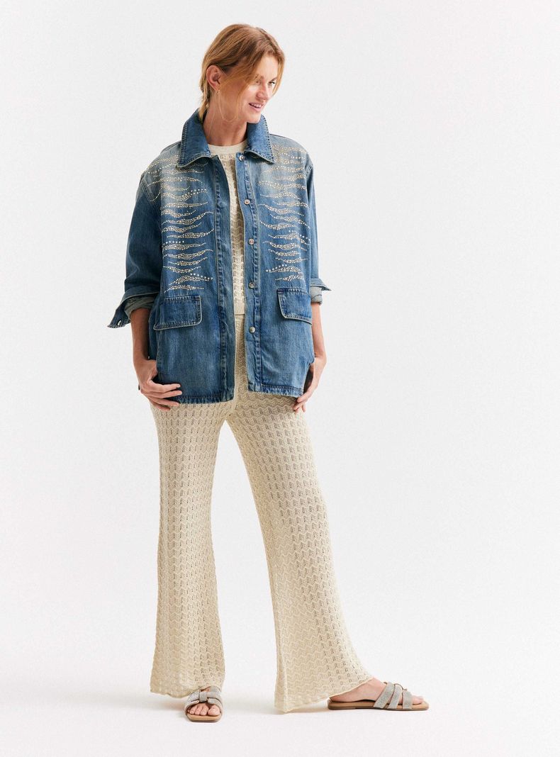Chaqueta Sobrecamisa Denim con Aplicación de Brillos-4