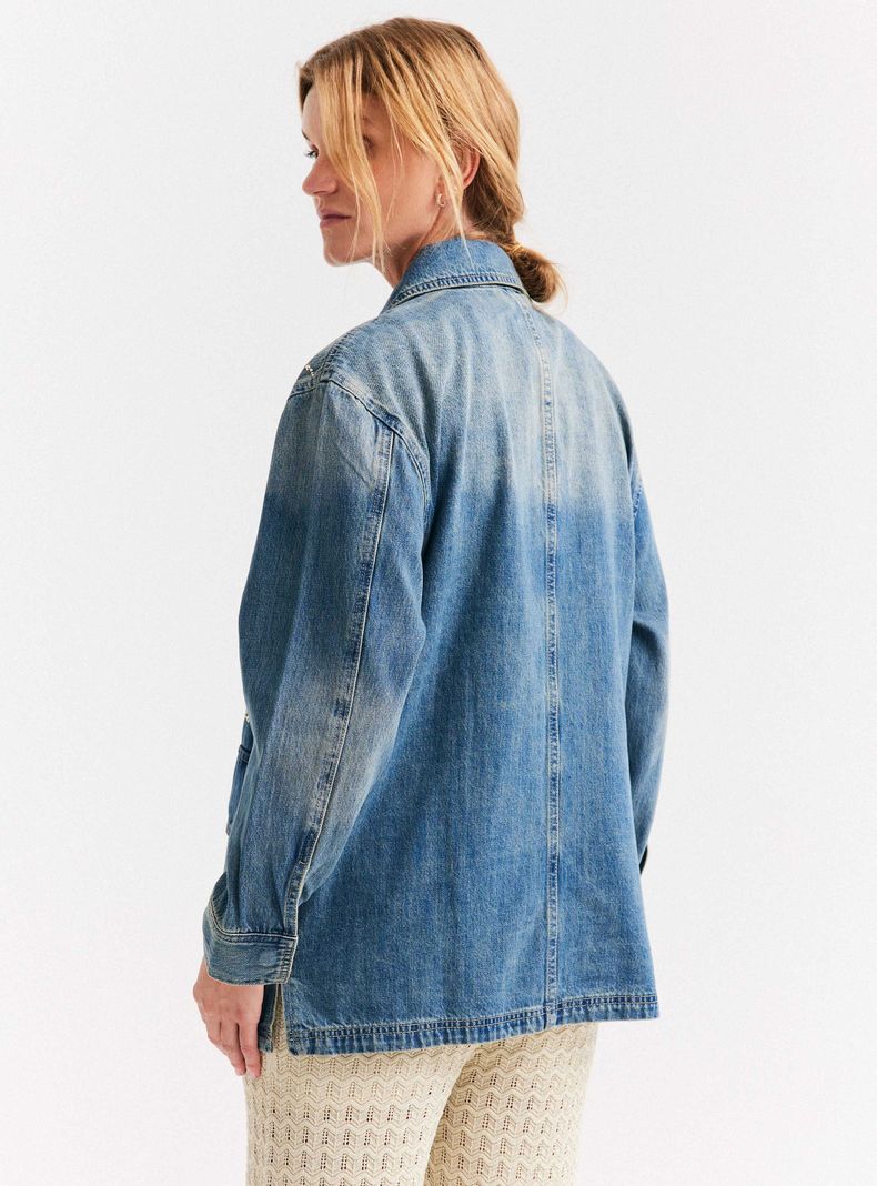 Chaqueta Sobrecamisa Denim con Aplicación de Brillos-1