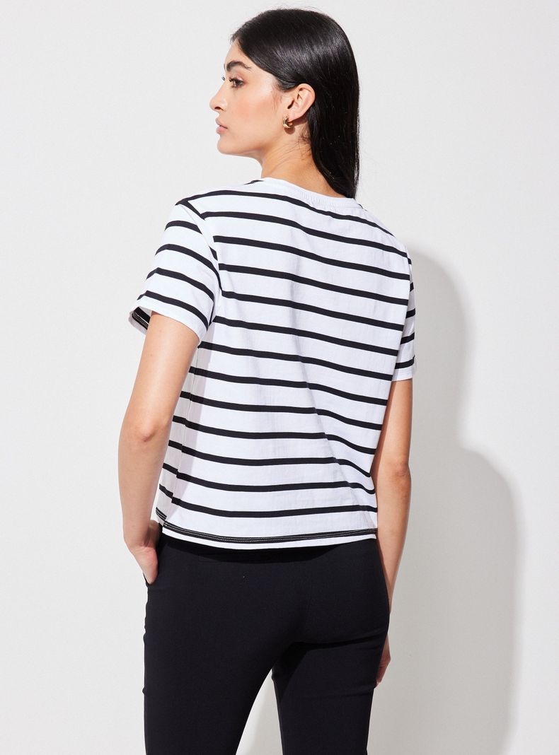 Polera Listada con Texto Estampado-1