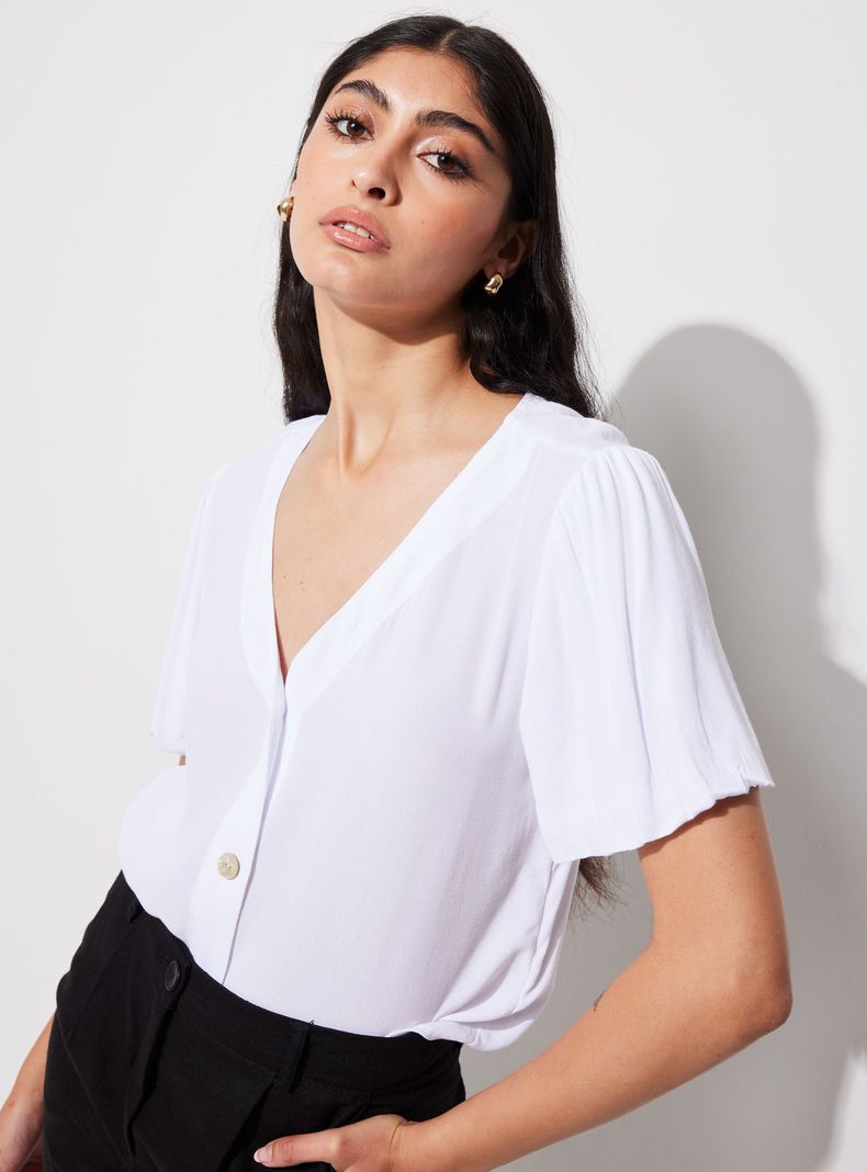 Blusa Tela Texturizada con Mangas Aglobadas-2