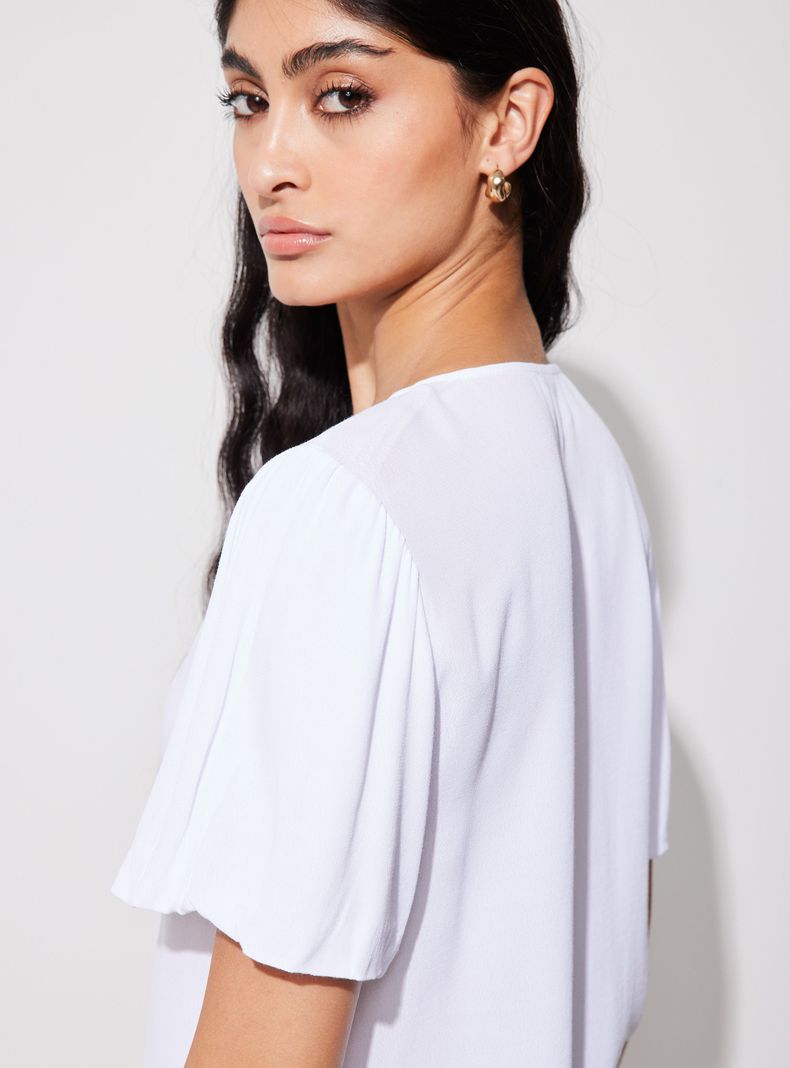 Blusa Tela Texturizada con Mangas Aglobadas-3