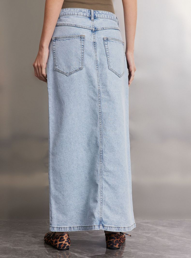 Falda Denim con Abertura Delantera-1