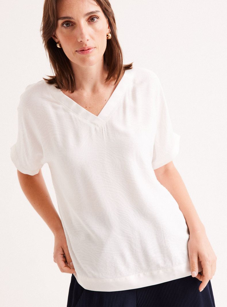 Blusa Manga Kimono Escote en V-2