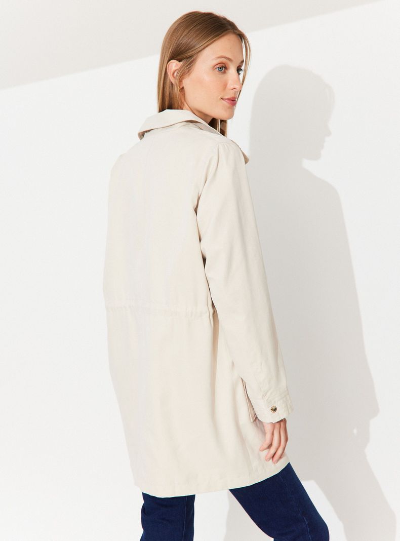Chaqueta Liviana Larga con Ajuste en Cintura-1
