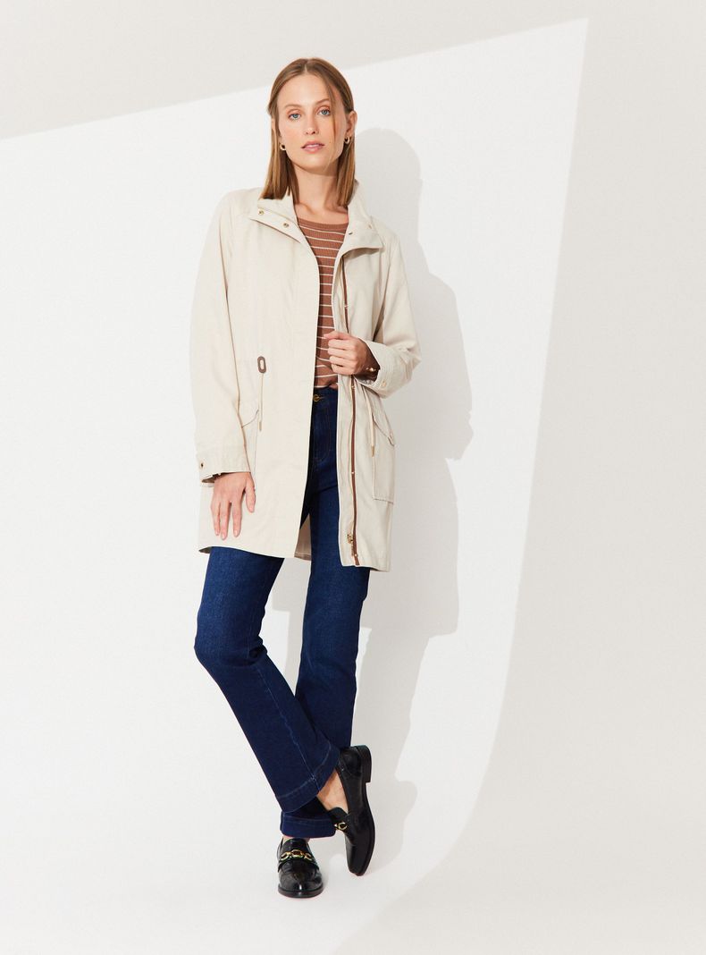 Chaqueta Liviana Larga con Ajuste en Cintura-4