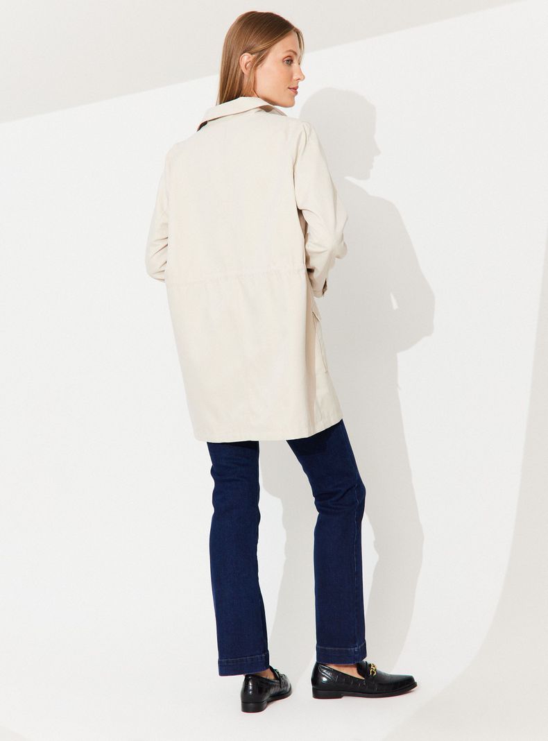 Chaqueta Liviana Larga con Ajuste en Cintura-5