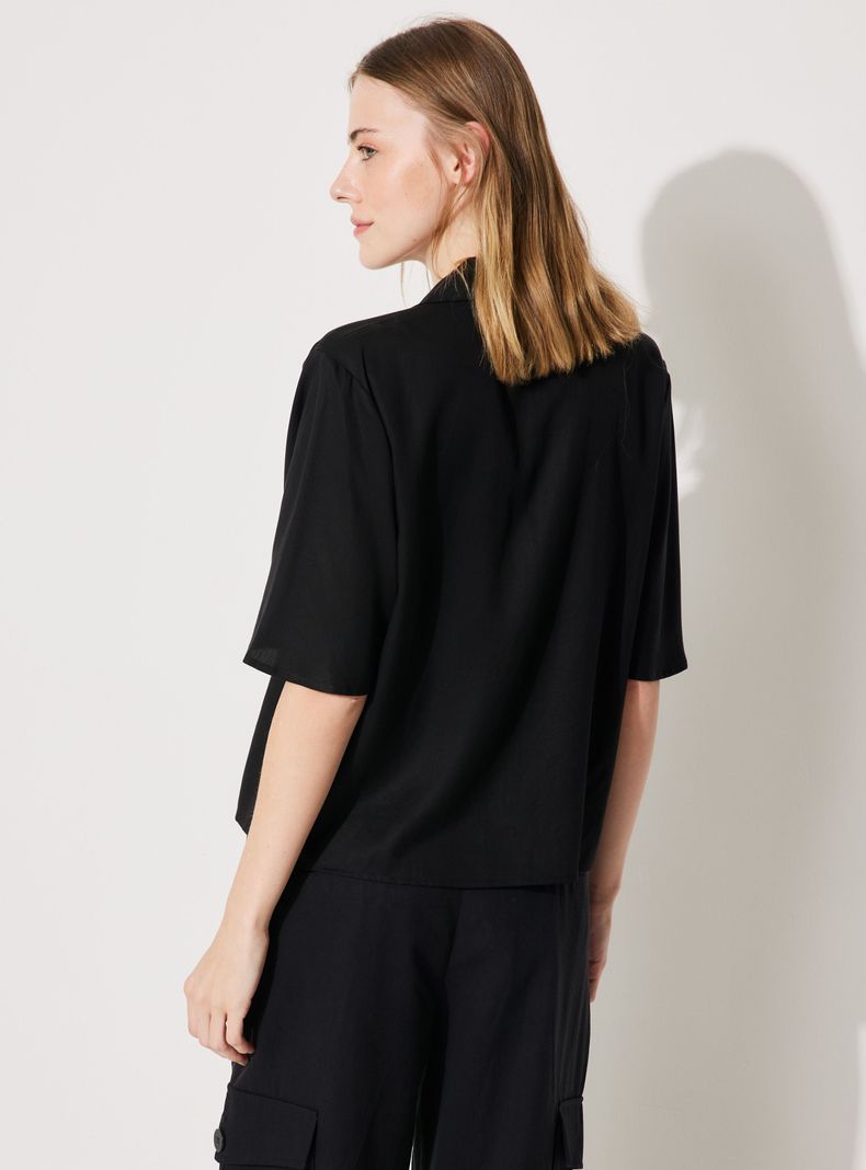 Blusa Manga Corta Acampanada y Cuello con Solapa-1