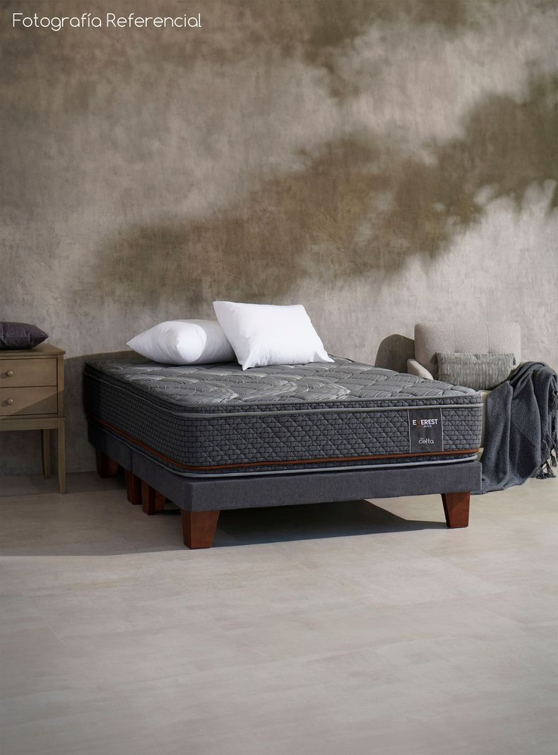 Cama Europea Everest Copper Black 2 Plazas Base Dividida + Respaldo Villarreal-5