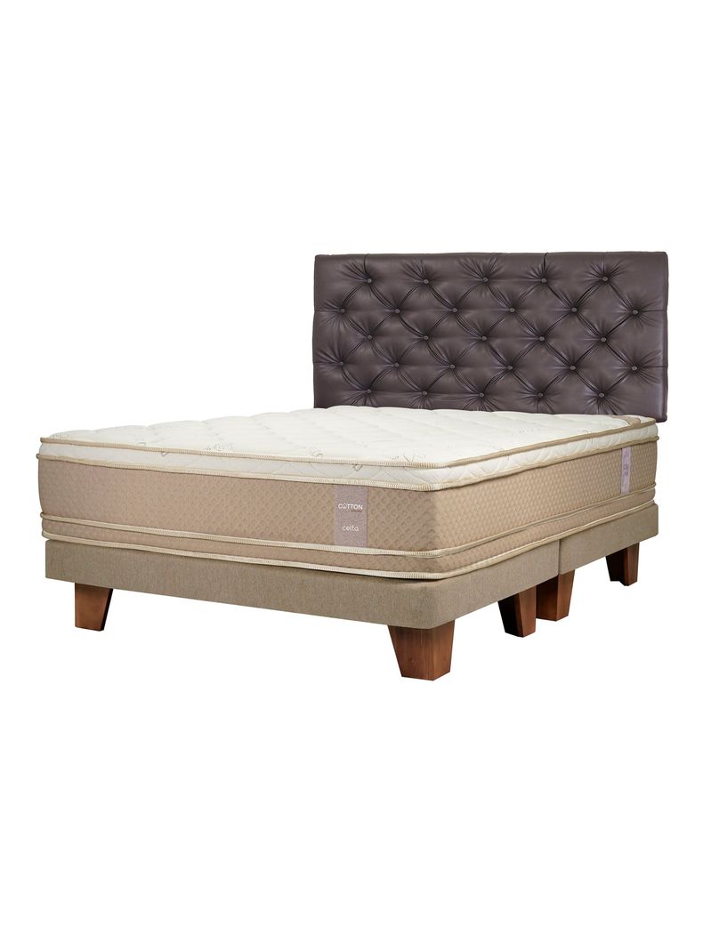 Cama Europea Cotton Organic 2 Plazas Base Dividida + Respaldo Capitoné-0