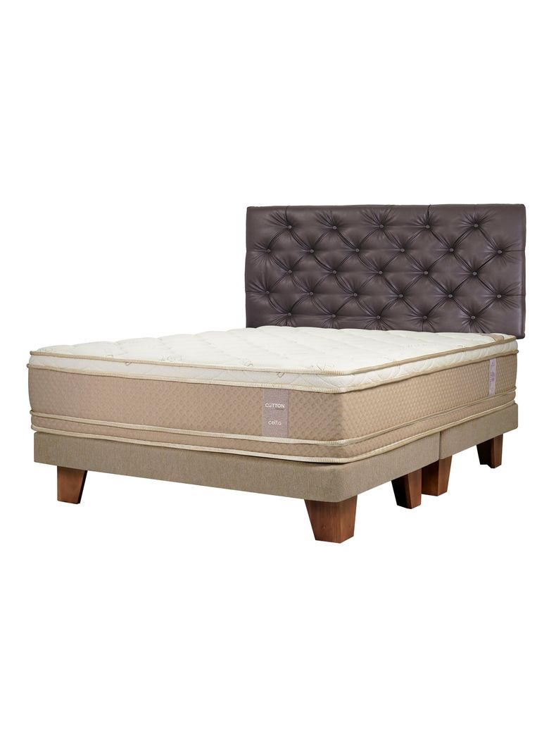 Cama Europea Cotton Organic King Respaldo Capitoné-0