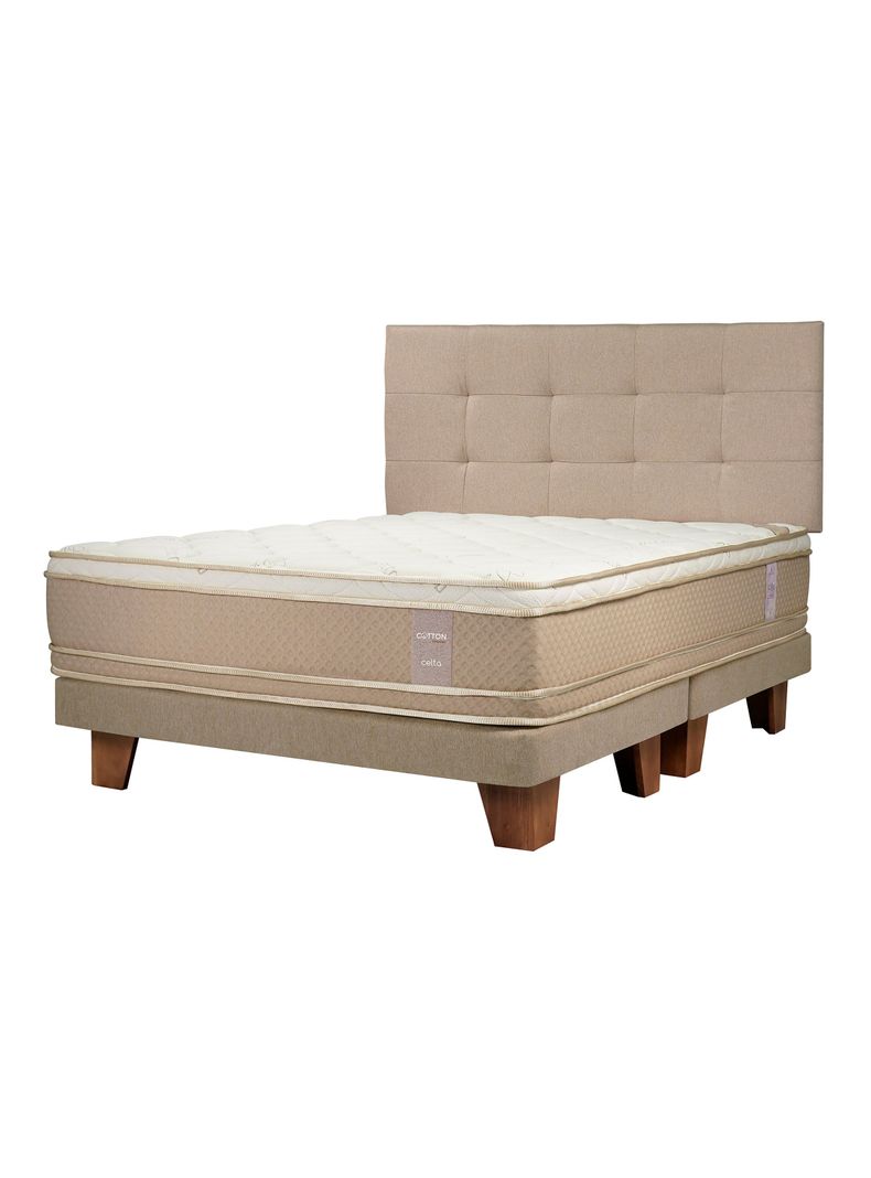 Cama Europea Cotton Organic 2 Plazas Base Dividida Respaldo Aragón-0