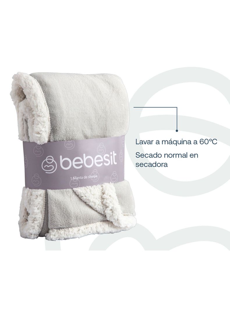 Manta de Sherpa Gris Bebesit-2