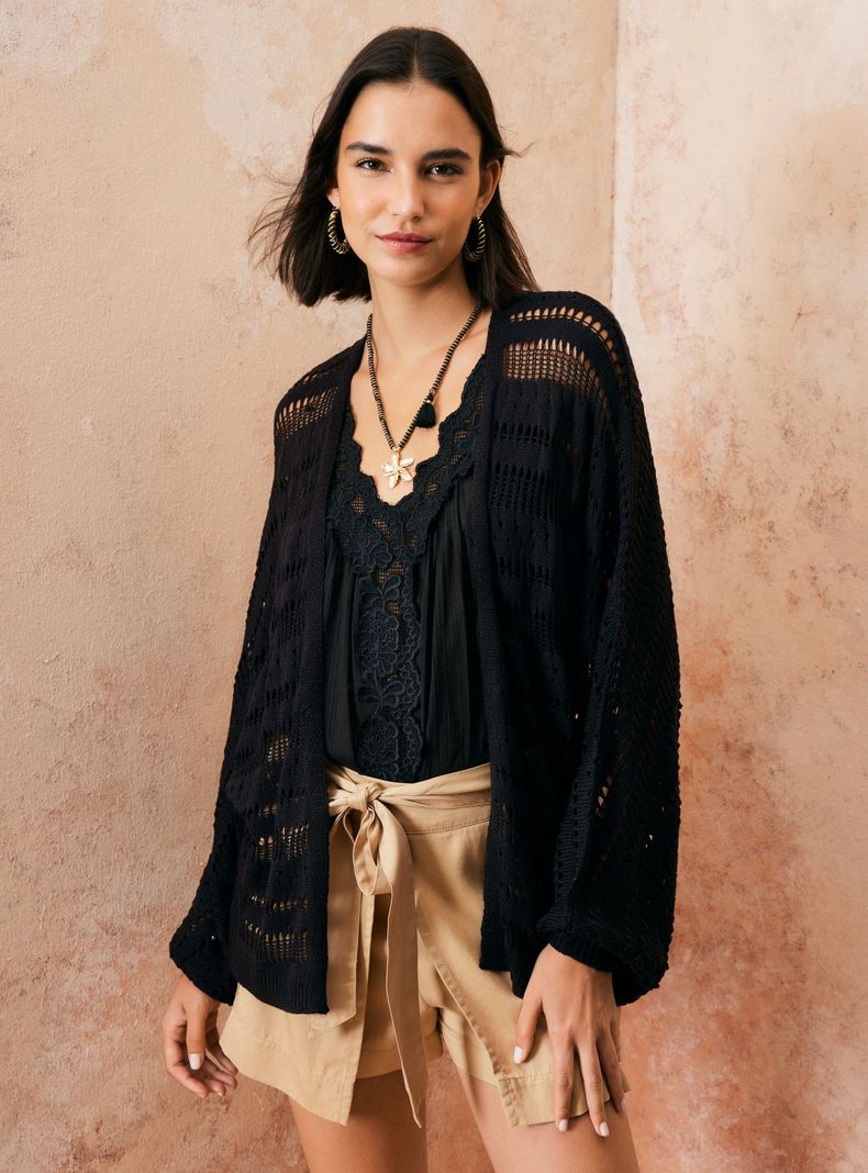 Chaleco Tipo Kimono y Punto Calado-0
