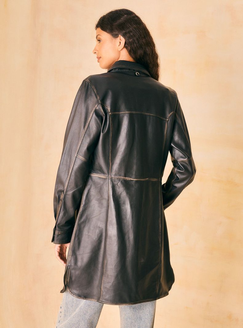 Chaqueta Tipo Blusón Vestido Bolsillos Delanteros-1
