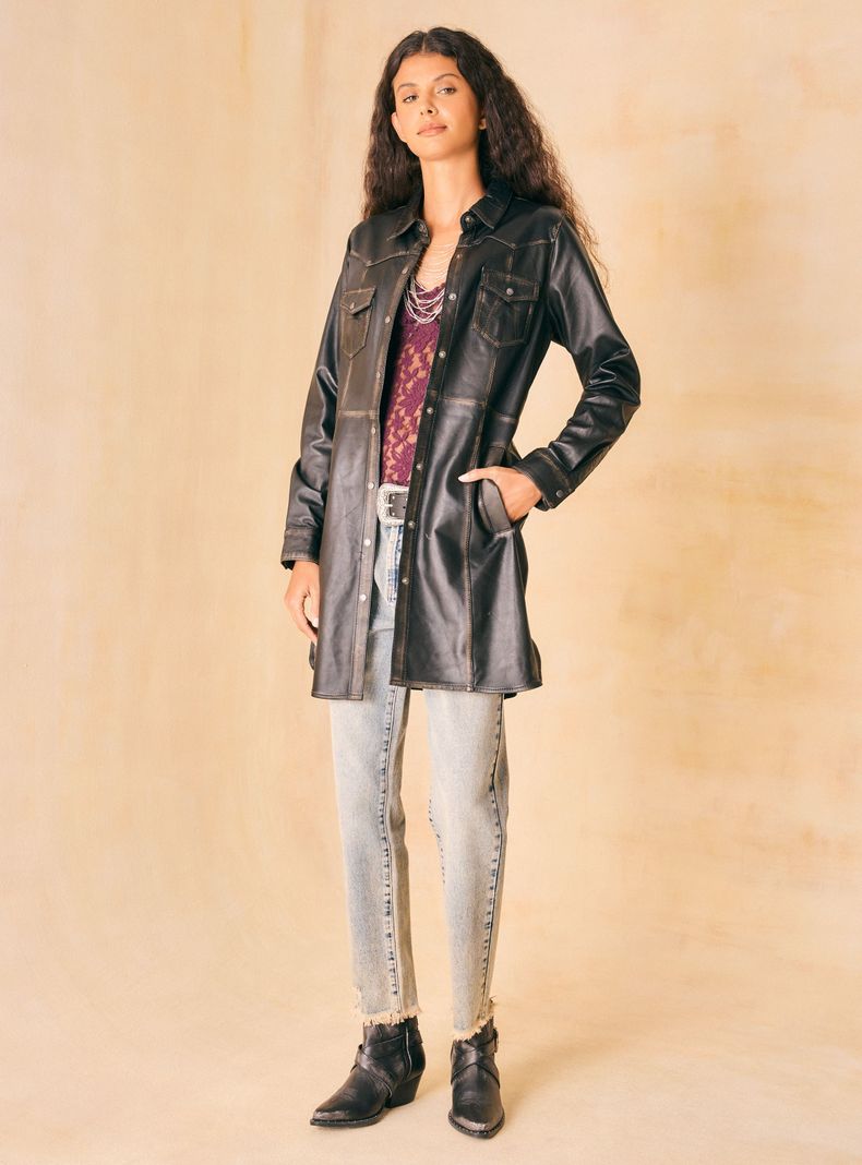 Chaqueta Tipo Blusón Vestido Bolsillos Delanteros-4
