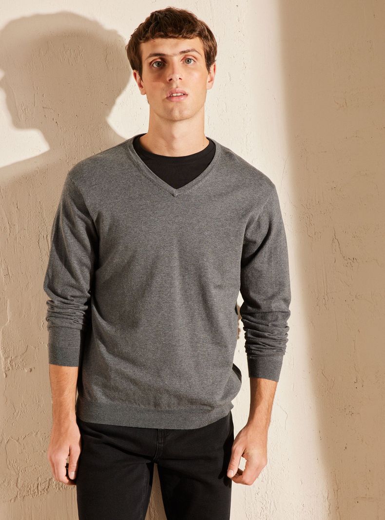 Sweater Cuello V Algodón