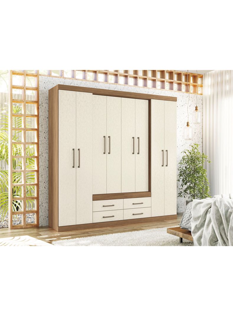 Clóset Nápoles 8 Puertas 4 Cajones Jatoba/Areia-3
