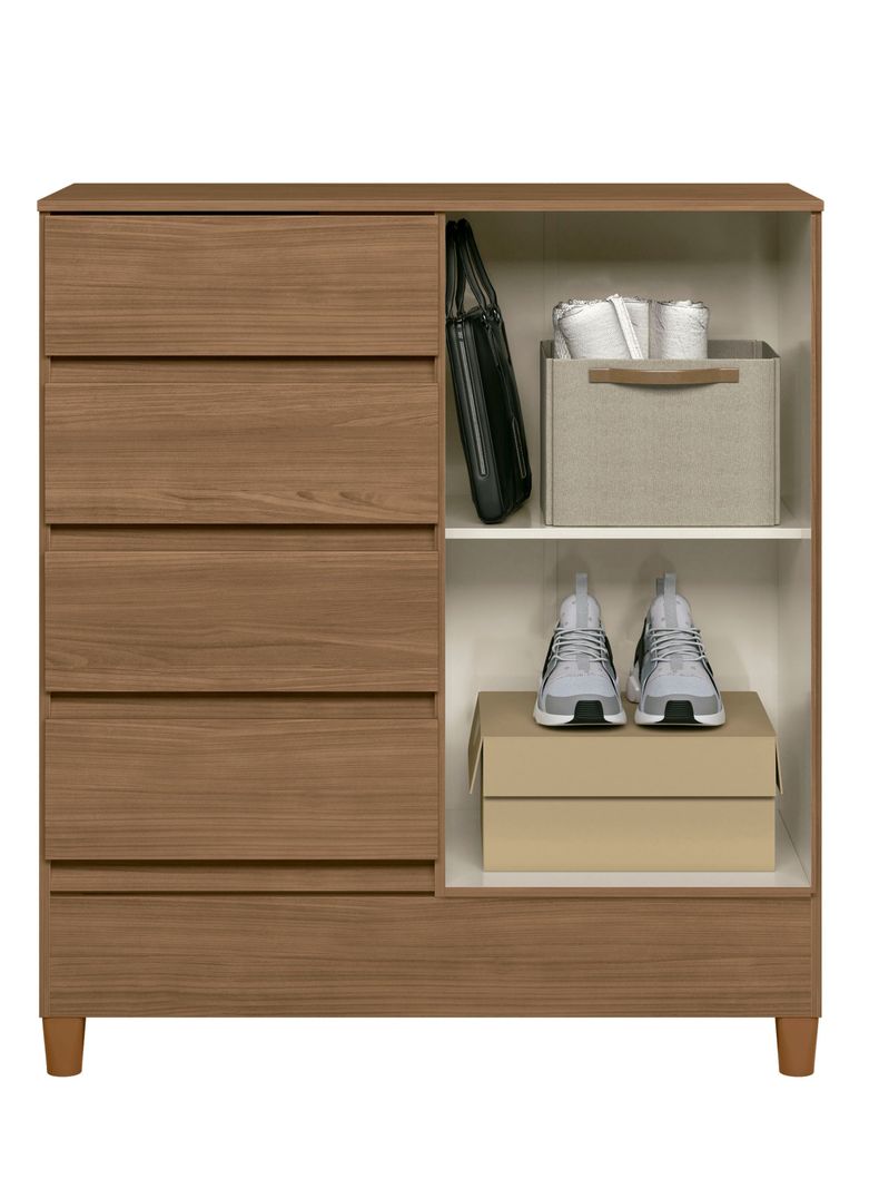 Cómoda Fit 1 Puerta 4 Cajones Jequitiba-3