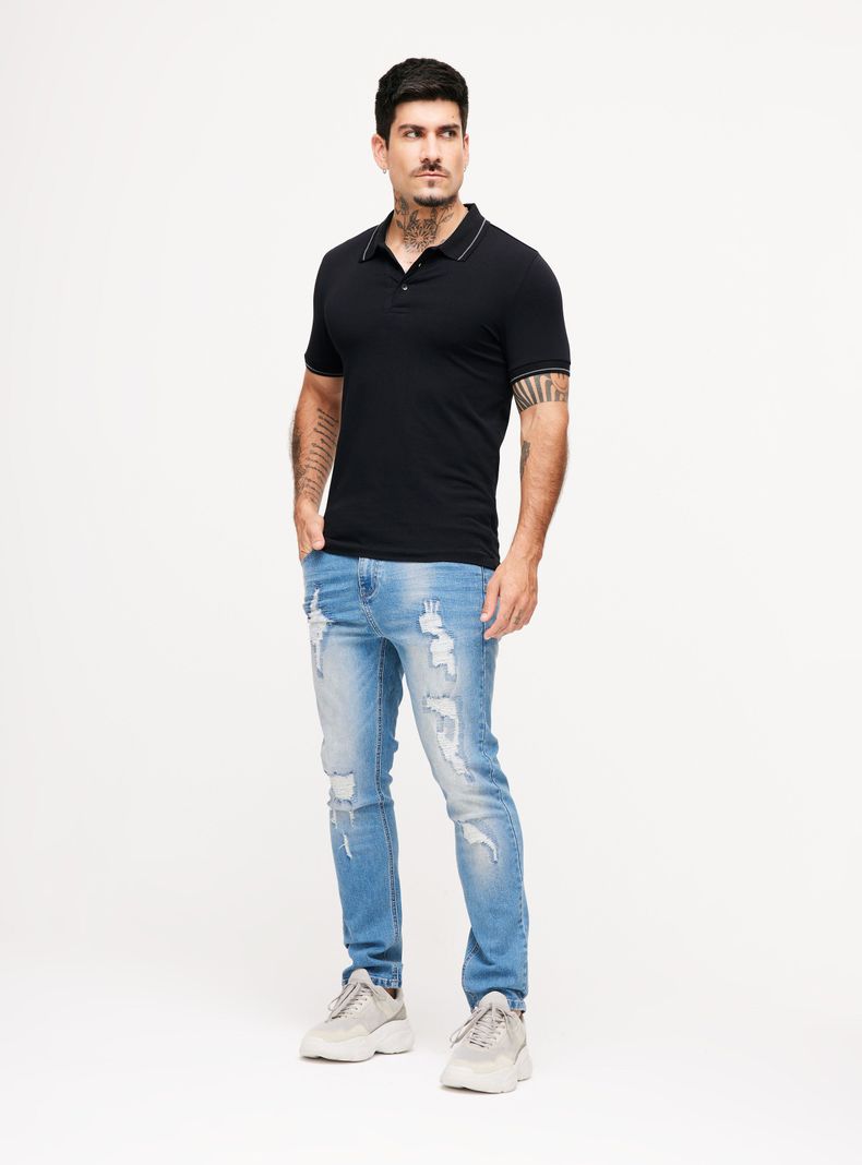 Polera Cuello Polo Logo en Pieza Botones-4