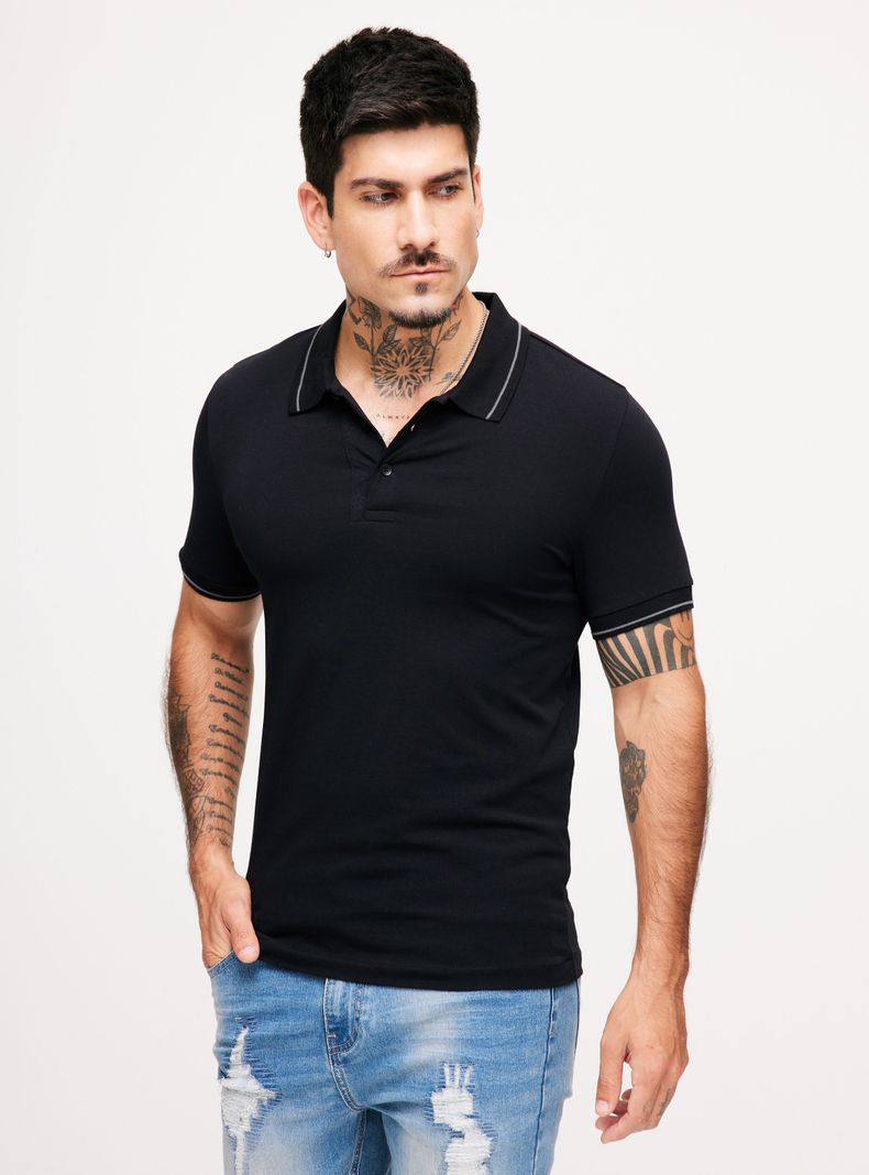 Polera Cuello Polo Logo en Pieza Botones-0