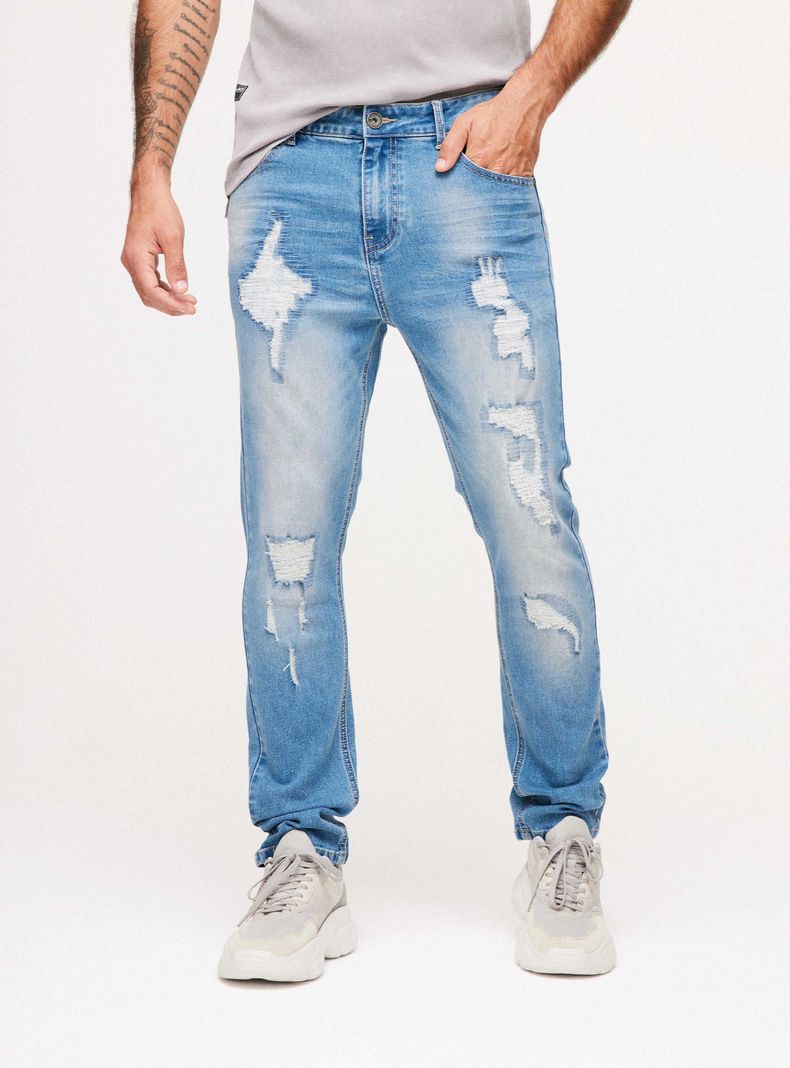 Jeans Sobreteñido Roturas y Remallado-0