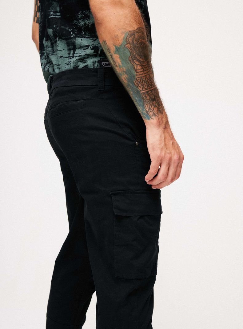 Pantalón Bolsillos Cargo Tela Lavada Tacto Suave-3