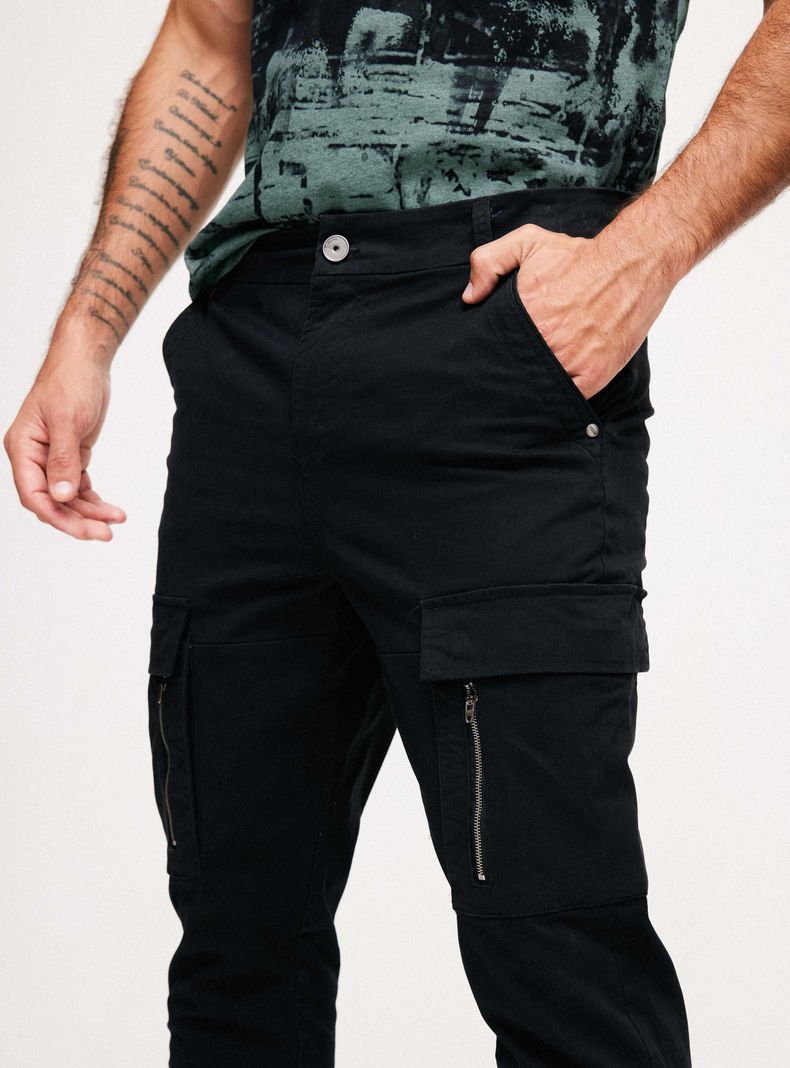 Pantalón Bolsillos Cargo Tela Lavada Tacto Suave-2