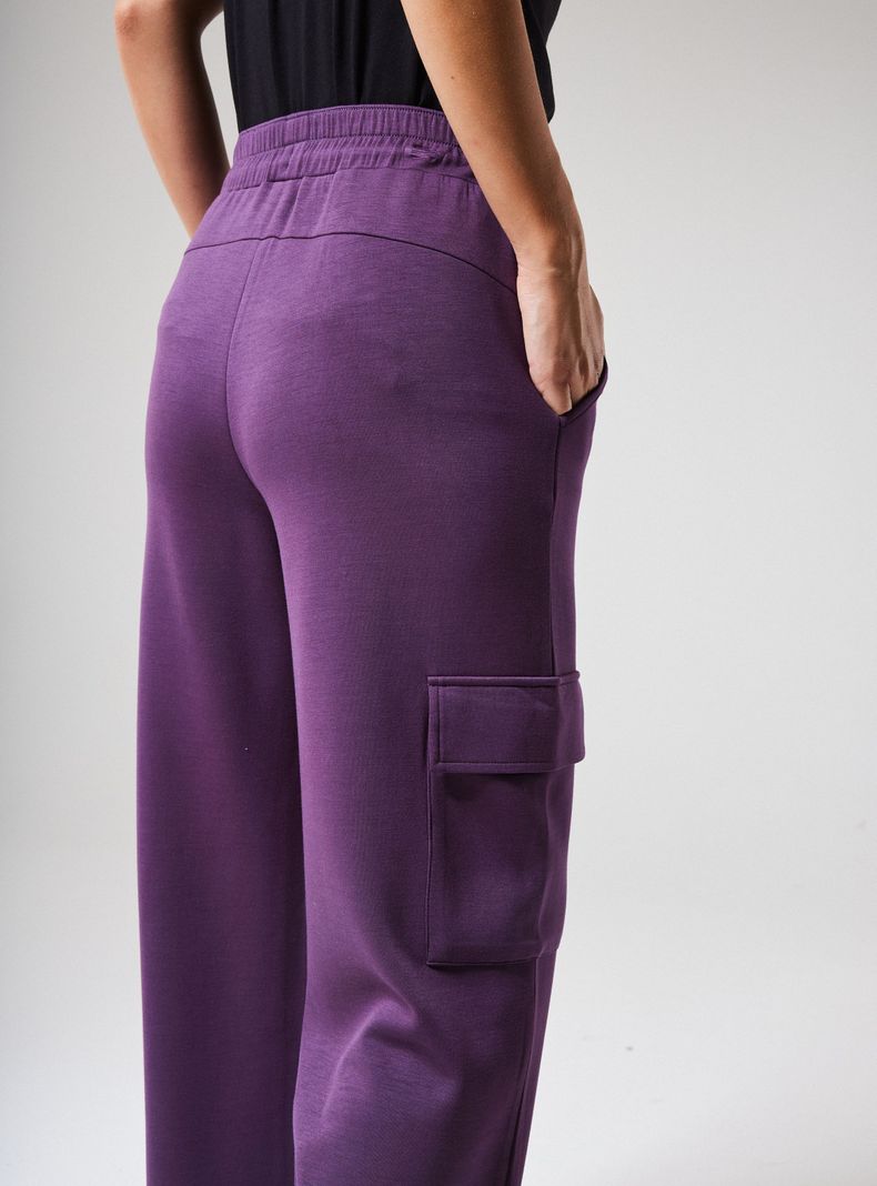 Pantalón Tela Fluida Bolsillos Cargo-3