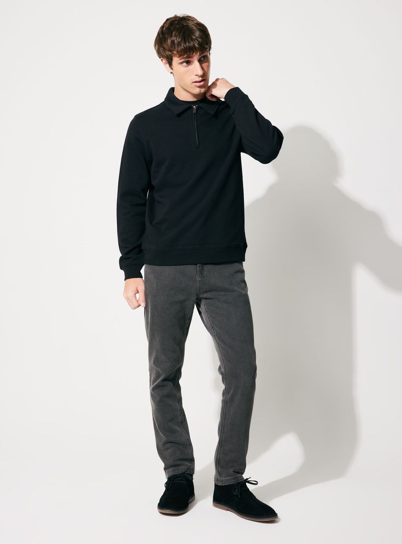 Poleron Half Zipper Cuello camisero-4