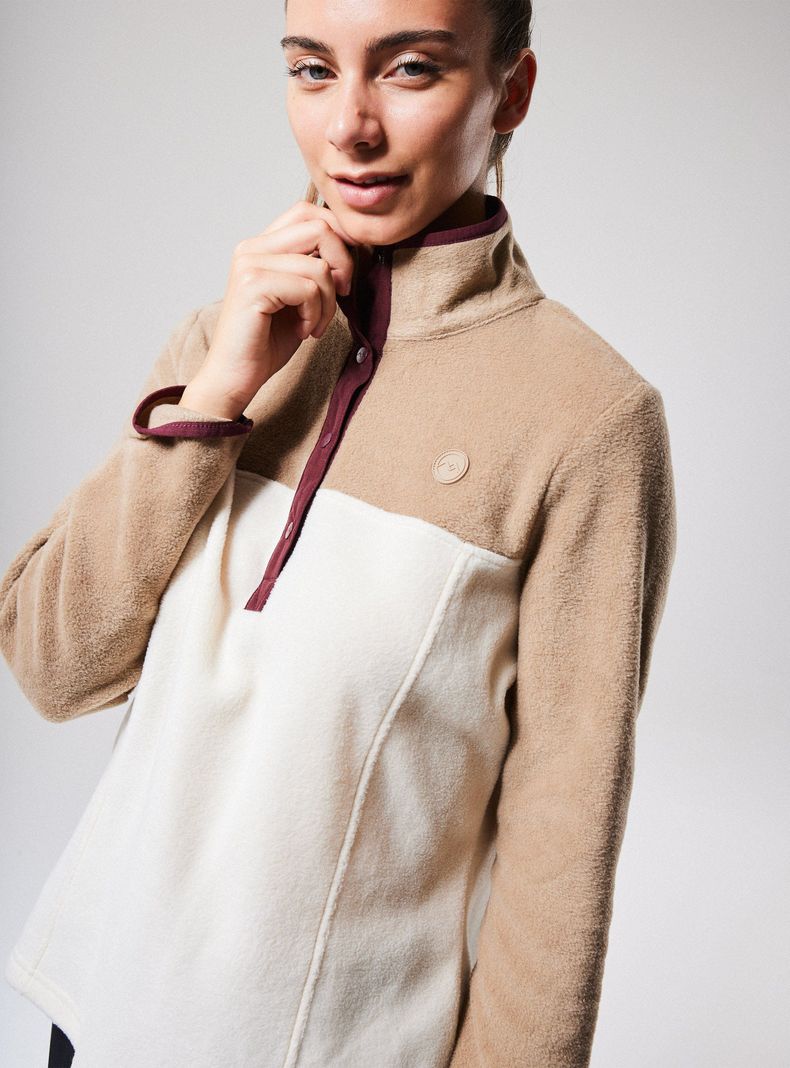 Polar Color Block Cuello Alto Botones De Snap-2