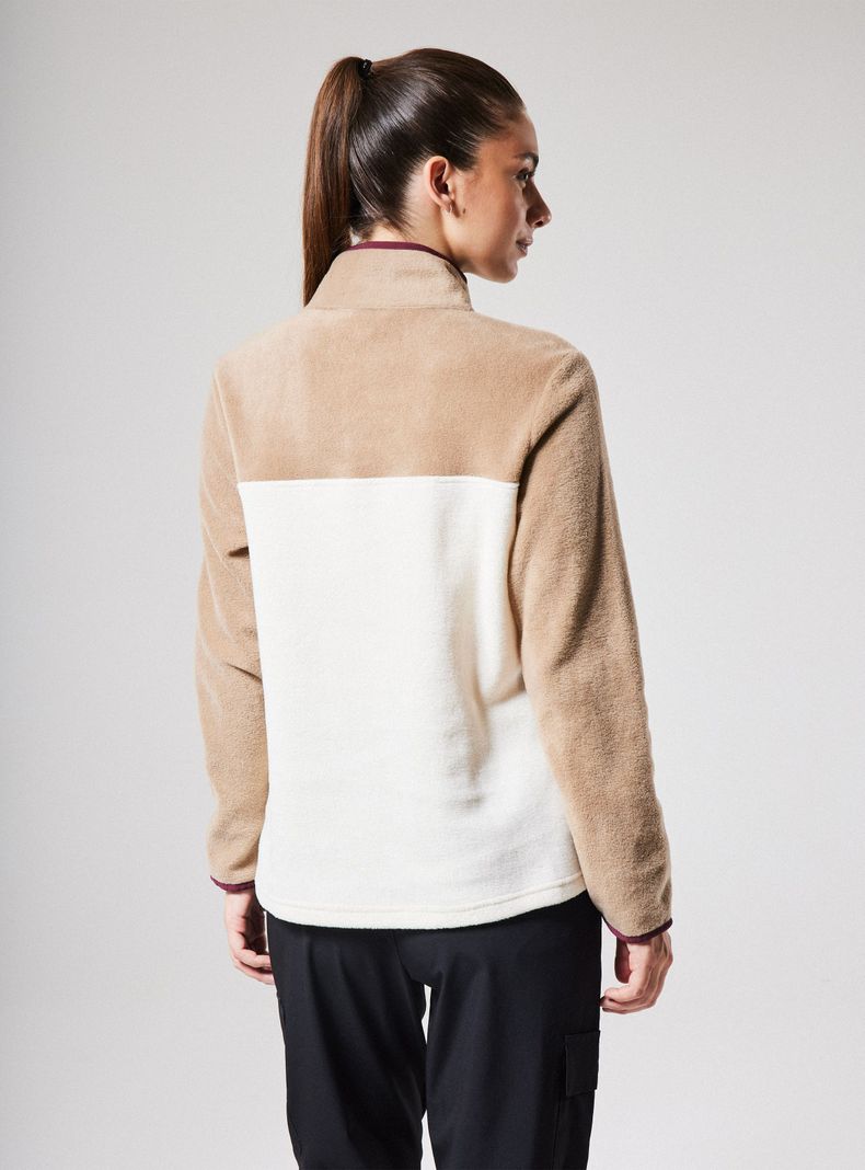 Polar Color Block Cuello Alto Botones De Snap-1