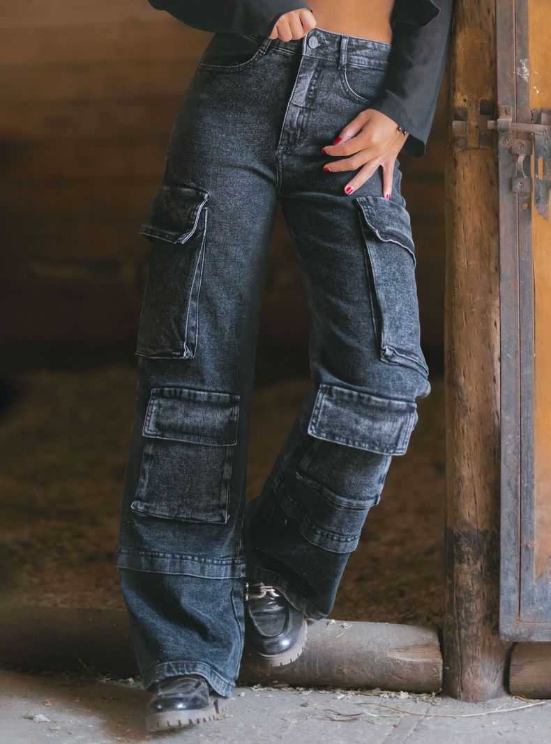 Jeans Pants Cargo Bolsillo-0