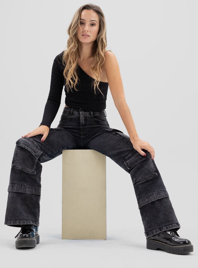 Jeans Pants Cargo Bolsillo-3