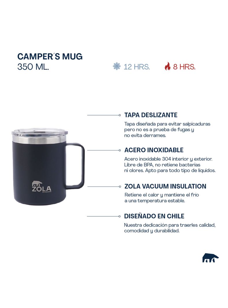 Taza Térmica Campers 350 ml Negro-1