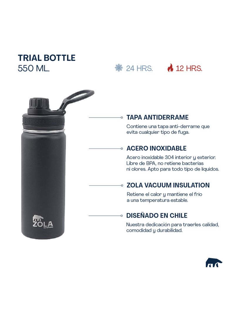 Botella Térmica 550 ml Rosado Pastel-1