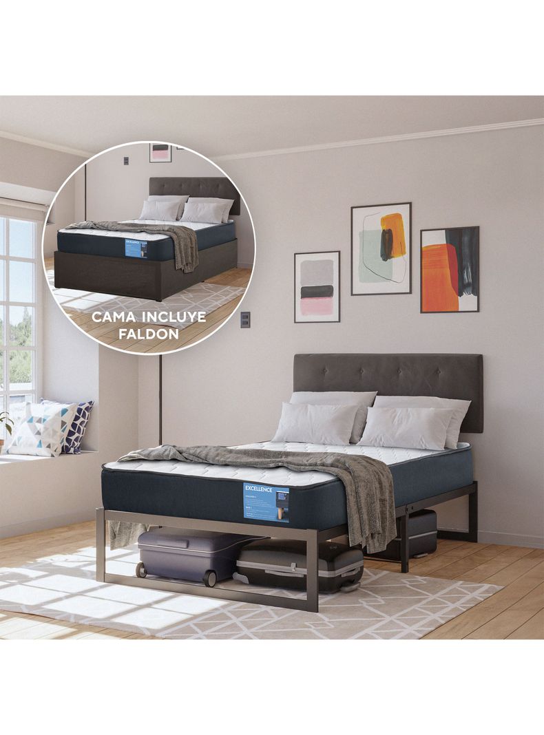Cama Europea Iron Smart Excellence 1.5 Plazas + Faldón-5