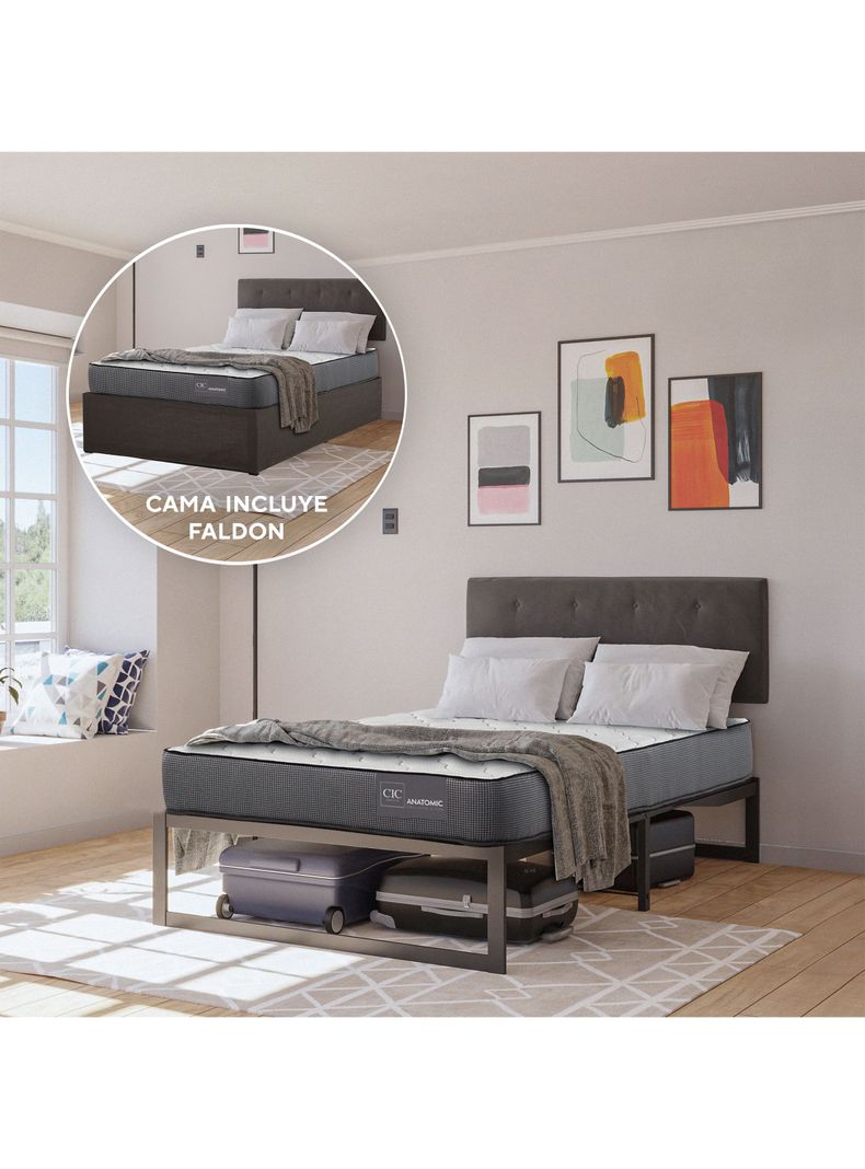 Cama Europea Iron Smart Anatomic 1.5 Plaza + Faldón-5