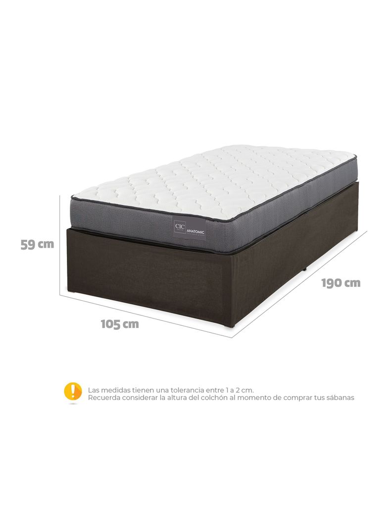 Cama Europea Iron Smart Anatomic 1.5 Plaza + Faldón-1