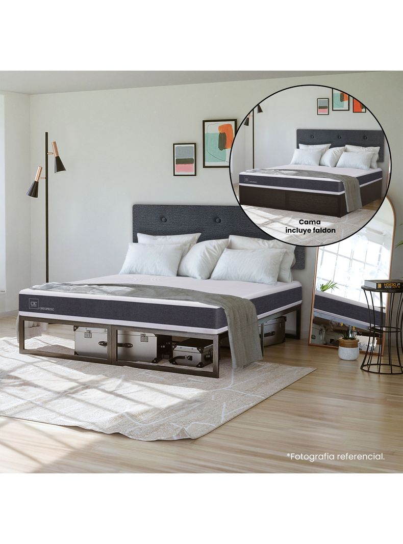 Cama Europea Iron Smart Ortopedic 2 Plazas + Faldón-5