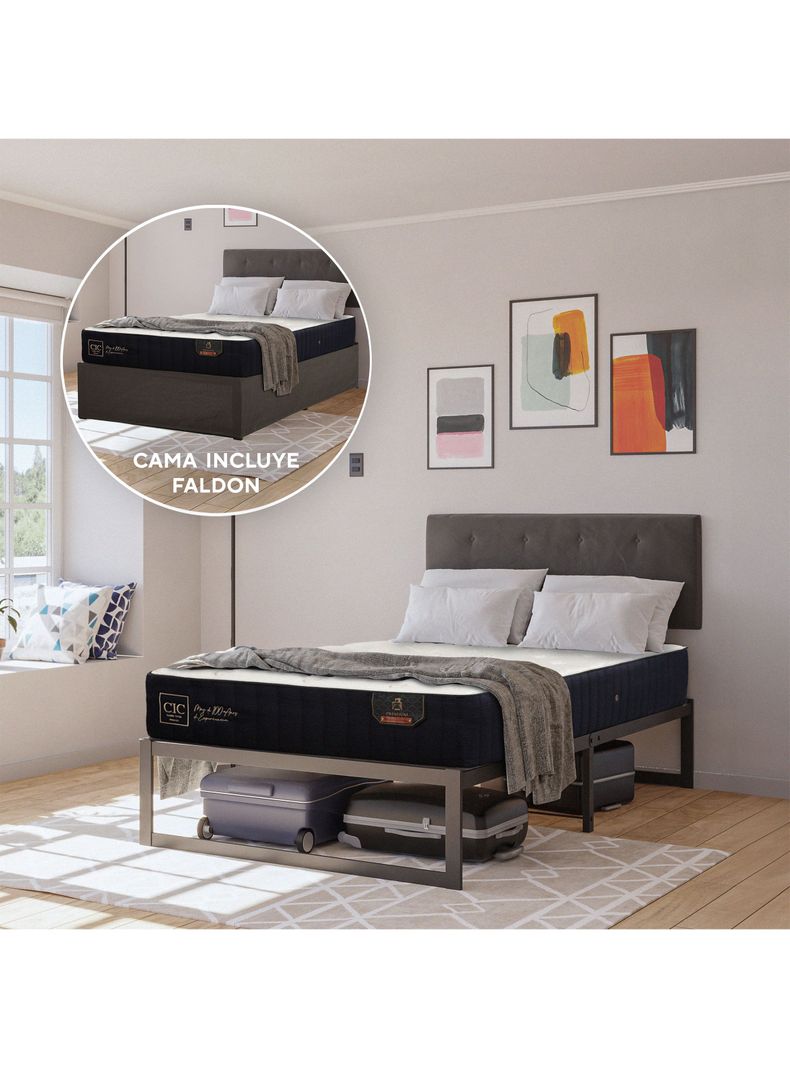 Cama Europea Iron Smart Premium 1.5 Plazas + Faldón-5