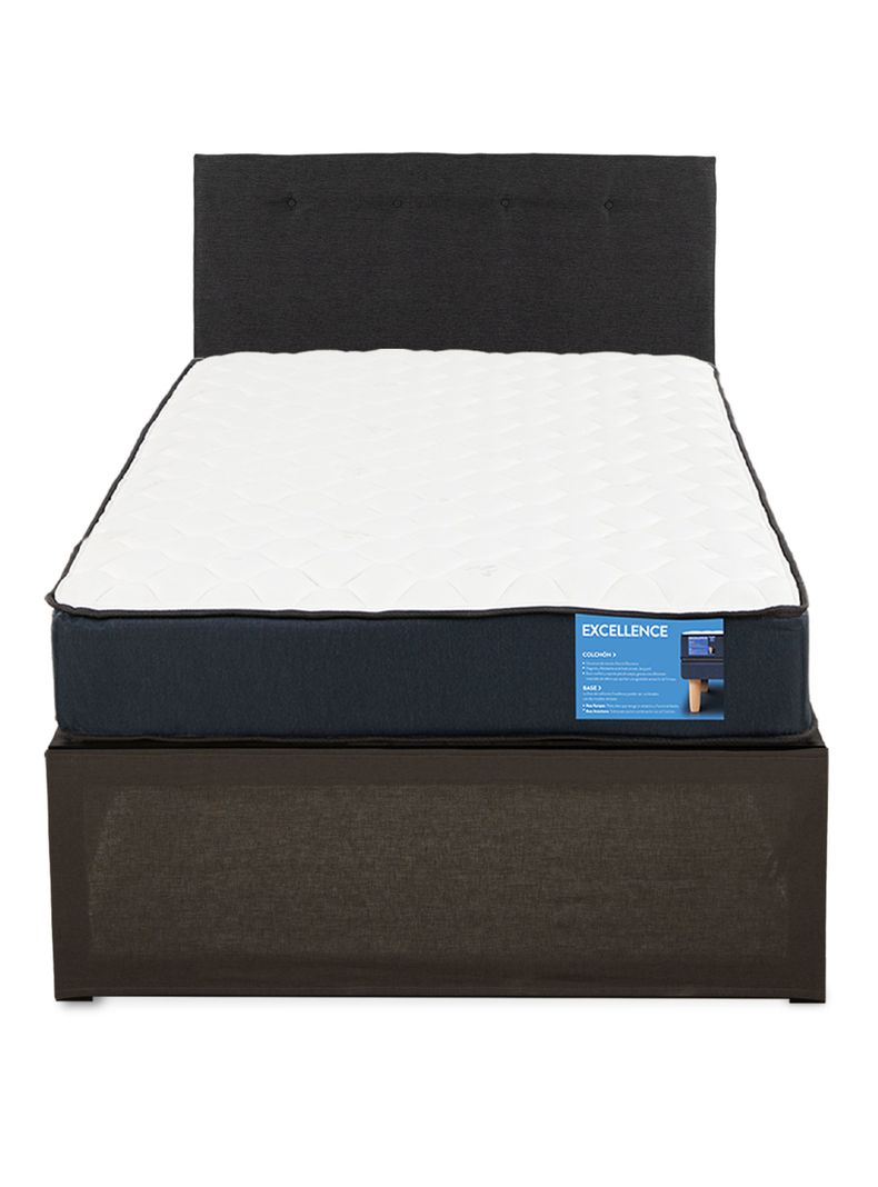 Cama Europea Iron Smart Excellence 1.5 Plazas + Respaldo Black + Faldón-2